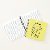 Niedlicher Kitty Cartoon Hellgelber Quadrat Spiral Notizblock (Innenseite)