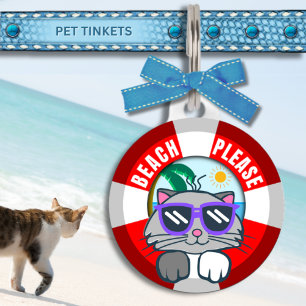Niedlicher Kitty Cat Beach Bitte Haustiermarke
