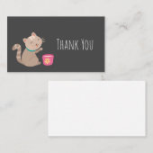 Niedlicher Kitty Cat Minze Teacup Mitteilungskarte (Vorne/Hinten)