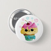 Niedlicher Kitty-kleiner Kuchen Button (Vorne & Hinten)