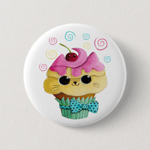 Niedlicher Kitty-kleiner Kuchen Button