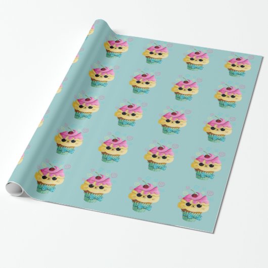Niedlicher Kitty-kleiner Kuchen Geschenkpapier (Ungerollt)