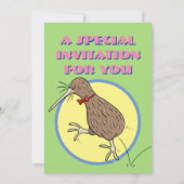 Niedlicher Kiwi-Springer-Cartoon Einladung (Rückseite)