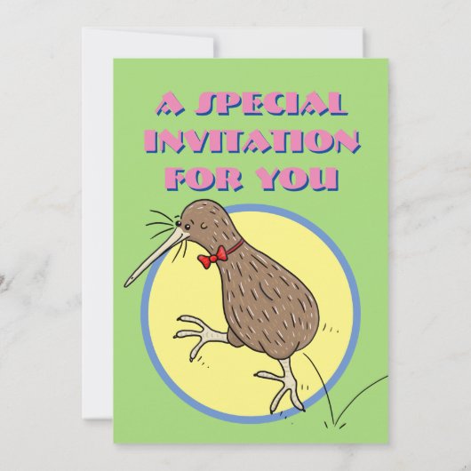 Niedlicher Kiwi-Springer-Cartoon Einladung (Rückseite)