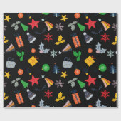 Niedlicher klassischer Motif Weihnachts Schwarzer  Geschenkpapier (Flach)