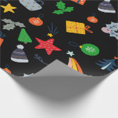 Niedlicher klassischer Motif Weihnachts Schwarzer  Geschenkpapier (Ecke)