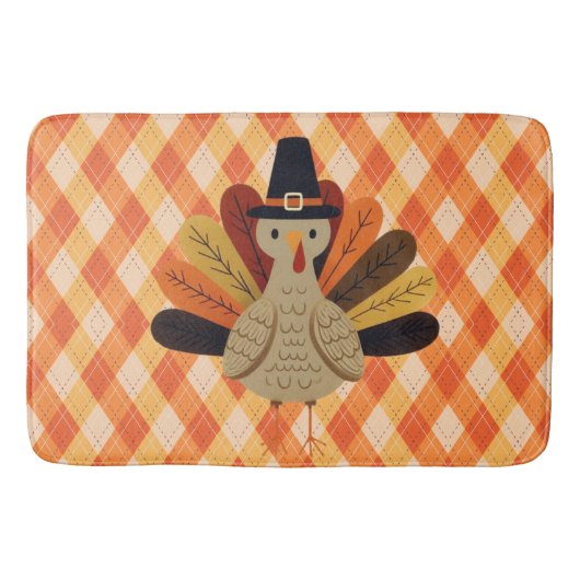 Niedlicher, klassischer/Vintager Erntedank Türkei Badematte (Vorderseite)