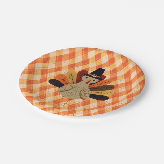 Niedlicher, klassischer/Vintager Erntedank Türkei Pappteller (Schrägansicht)