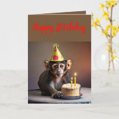 Niedlicher kleiner Affe Geburtstag Karte (Gelbe Blume)