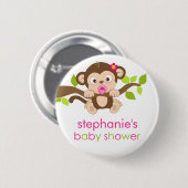 Niedlicher kleiner Affe-Mädchen-Baby-Duschen-Knopf Button (Vorne & Hinten)