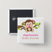 Niedlicher kleiner Affe-Mädchen-Baby-Duschen-Knopf Button (Vorne & Hinten)