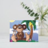 Niedlicher kleiner Affe neben Bananenbaum Postkarte (Stehend Vorderseite)