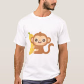 Niedlicher Kleiner Affe und Banane T-Shirt (Vorderseite)