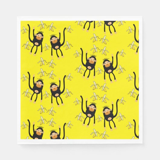 Niedlicher kleiner Affe und Bananen Serviette (Vorderseite)
