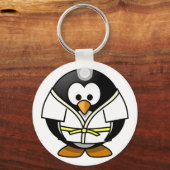 Niedlicher, kleiner, animierter Judo-Pinguin Schlüsselanhänger (Vorderseite)