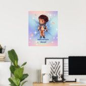 Niedlicher kleiner Astronaut Poster (Heimbüro)