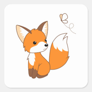 Niedlicher kleiner aufpassender Schmetterling Fox Quadratischer Aufkleber