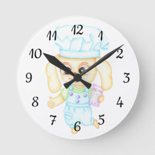 Niedlicher kleiner Bäcker Runde Wanduhr