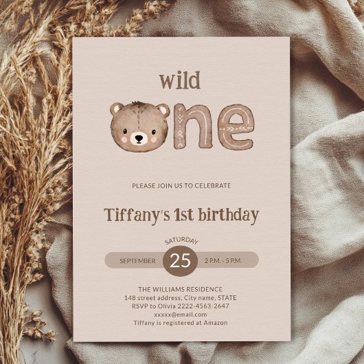 Niedlicher kleiner Bär, 1. Geburtstag Einladung