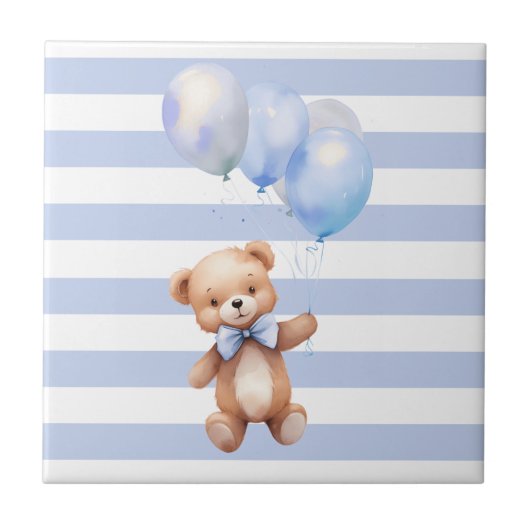 Niedlicher kleiner Bär in Blau Fliese (Vorderseite)