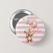 Niedlicher kleiner Bär in Rosa Button (Vorne & Hinten)