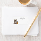 Niedlicher kleiner Bär mit Honiggläser Adressaufkleber (Insitu)