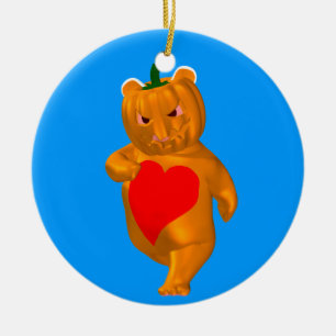Niedlicher kleiner Bär mit Kürbiskopf Keramikornament