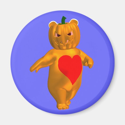Niedlicher kleiner Bär mit Kürbiskopf Magnet (Vorne)