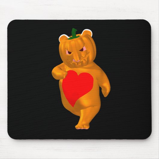 Niedlicher kleiner Bär mit Kürbiskopf Mousepad (Vorne)