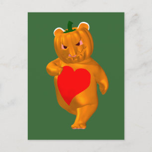 Niedlicher kleiner Bär mit Kürbiskopf Postkarte