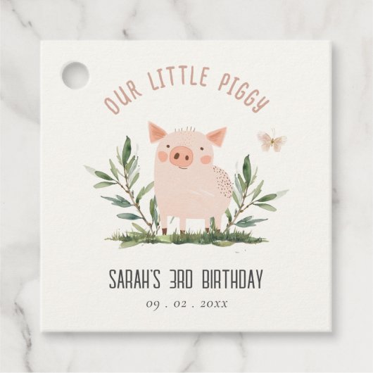 Niedlicher kleiner Bauernhof Schweinebutterfly-Kin Geschenkanhänger (Vorderseite)