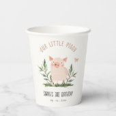 Niedlicher kleiner Bauernhof Schweinebutterfly-Kin Pappbecher (Rückseite)