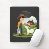 Niedlicher kleiner Bauernjunge Ziege Mousepad (Mit Mouse)