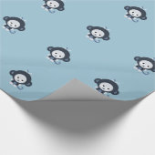 Niedlicher kleiner blauer Affe Geschenkpapier (Ecke)