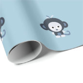 Niedlicher kleiner blauer Affe Geschenkpapier (Rolleneckpunkt)