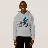 Niedlicher kleiner blauer Oktopus auf einem Fahrra Hoodie (Vorne ganz)