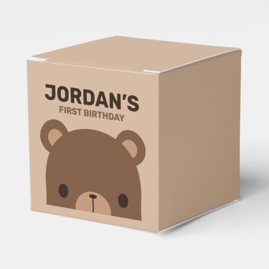 Niedlicher kleiner brauner Bär Geburtstag Geschenkschachtel (Vorderseite)