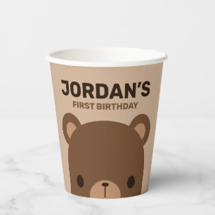 Niedlicher kleiner brauner Bär Geburtstag Pappbecher