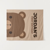 Niedlicher kleiner brauner Bär Geburtstag Wandteppich (Vorderseite (Horizontal))