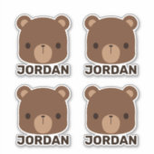 Niedlicher kleiner brauner Bär mit Personalisierte Aufkleber (Vorderseite)