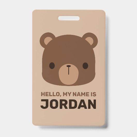 Niedlicher kleiner brauner Bär mit Personalisierte Ausweis (Vorderseite)