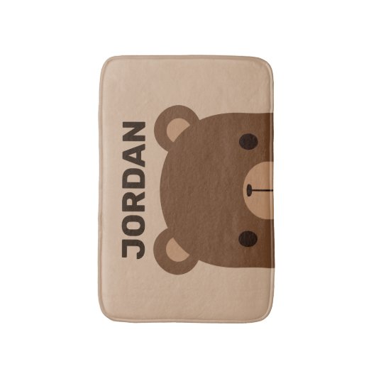 Niedlicher kleiner brauner Bär mit Personalisierte Badematte (Vorderseite Vertikal)