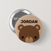 Niedlicher kleiner brauner Bär mit Personalisierte Button (Vorne & Hinten)