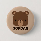 Niedlicher kleiner brauner Bär mit Personalisierte Button (Vorderseite)