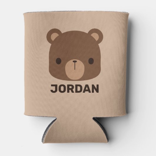 Niedlicher kleiner brauner Bär mit Personalisierte Dosenkühler (Vorderseite)