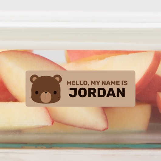 Niedlicher kleiner brauner Bär mit Personalisierte Etiketten (Befestigt)