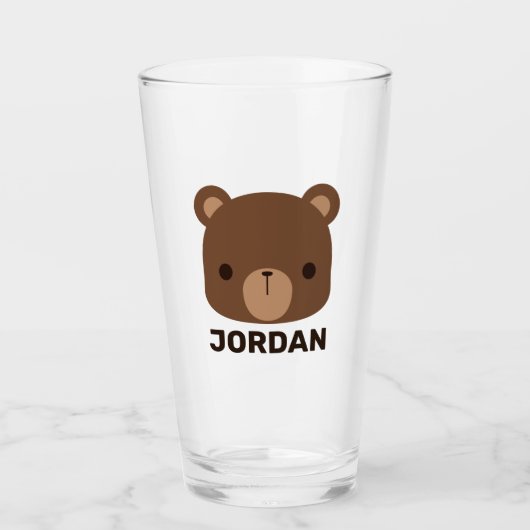 Niedlicher kleiner brauner Bär mit Personalisierte Glas (Vorderseite)