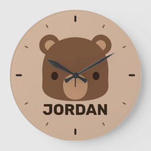 Niedlicher kleiner brauner Bär mit Personalisierte Große Wanduhr