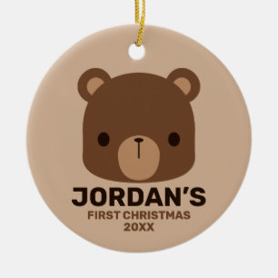 Niedlicher kleiner brauner Bär mit Personalisierte Keramik Ornament