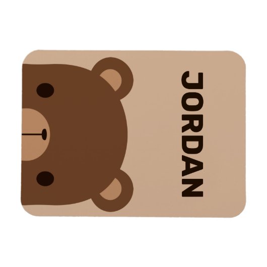 Niedlicher kleiner brauner Bär mit Personalisierte Magnet (Horizontal)